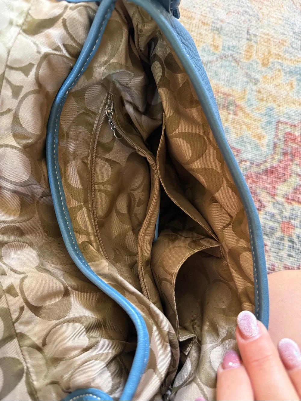 Coach Vintage Soho Flap Bag Pebbled Leather in Aqua Blue Collectible - Picture 10 of 11
